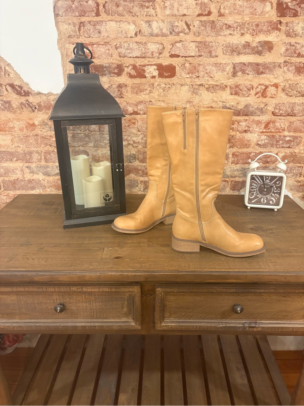 Classic Tan Leather Knee-High Boots - Size 9